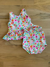 Load image into Gallery viewer, Bright Floral Summer Tie Back Swim Suit