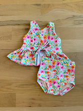 Load image into Gallery viewer, Bright Floral Summer Tie Back Swim Suit