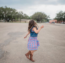Load image into Gallery viewer, Spring Red, White &amp; Blue Gingham Dress
