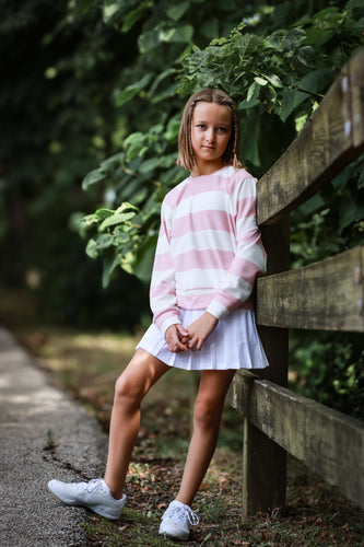 Fall Pink & White Sweater