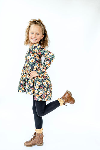 Fall Black Floral High Low