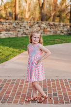 Load image into Gallery viewer, Spring Tie-Back Stars and Stripes Twirl Dress