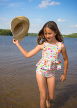 Load image into Gallery viewer, Bright Floral Summer Tie Back Swim Suit