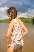 Load image into Gallery viewer, Bright Floral Summer Tie Back Swim Suit