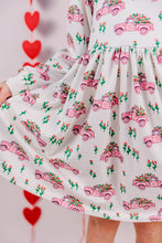 Load image into Gallery viewer, Spring Floral Truck Puff Sleeve Dress