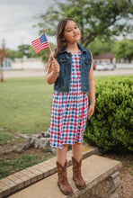 Load image into Gallery viewer, Spring Red, White &amp; Blue Gingham Dress