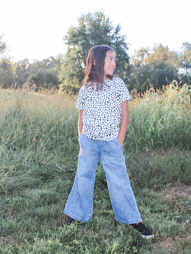 Heather Grey & Black Dot Fall Tee