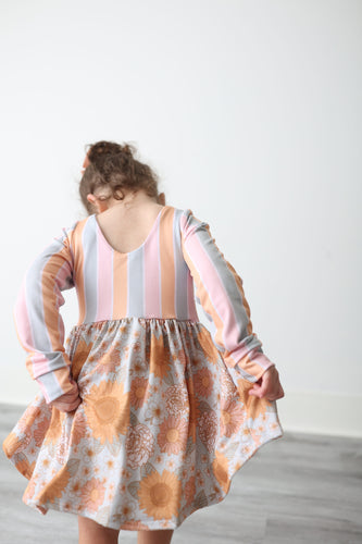 Fall Floral & Stripe High Low