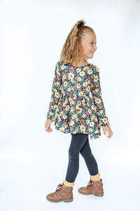 Fall Black Floral High Low