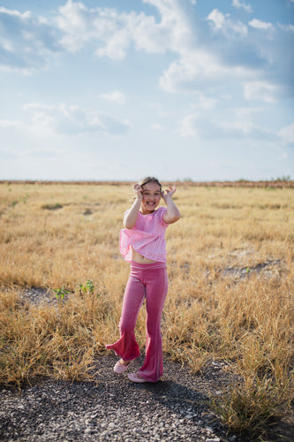 Pink Fall Velvet Bells or Leggings
