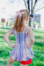 Load image into Gallery viewer, Spring Red, White &amp; Blue Ruffle Floral Tank