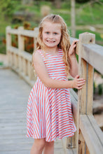 Load image into Gallery viewer, Spring Tie-Back Stars and Stripes Twirl Dress