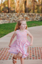 Load image into Gallery viewer, Spring Tie-Back Stars and Stripes Twirl Dress