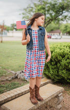 Load image into Gallery viewer, Spring Red, White &amp; Blue Gingham Dress