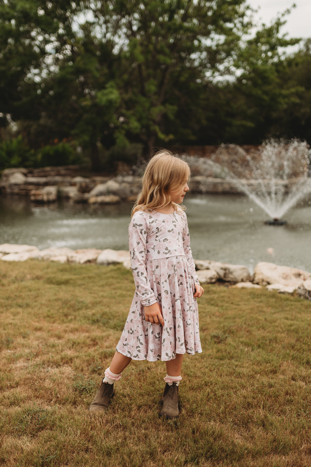 Fall Vintage Rose Twirl Dress