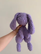Load image into Gallery viewer, Mila’s Crochet Creations— Purple Snuggler Bunny (SMALL)