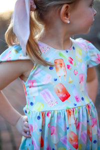 Summer Popsicle Flutter Sleeve Dress