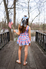 Load image into Gallery viewer, Spring Gingham Red, White &amp; Blue Ruffle Top