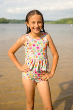 Load image into Gallery viewer, Bright Floral Summer Tie Back Swim Suit