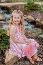 Load image into Gallery viewer, Spring Tie-Back Stars and Stripes Twirl Dress