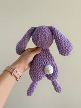 Load image into Gallery viewer, Mila’s Crochet Creations— Purple Snuggler Bunny (SMALL)