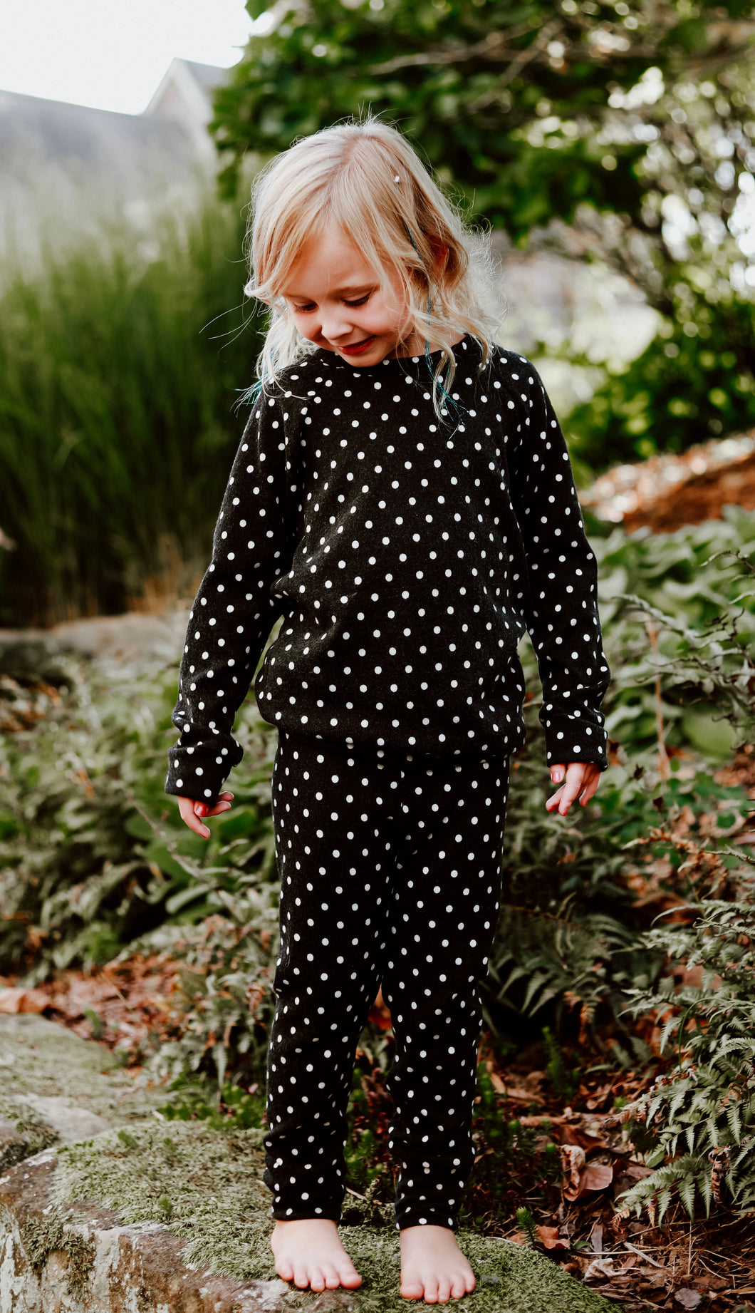 Fall Charcoal & Cream Polka Dot Sweater