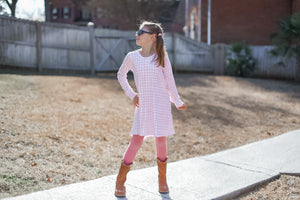 Blush Gingham Fall Tunic Dress