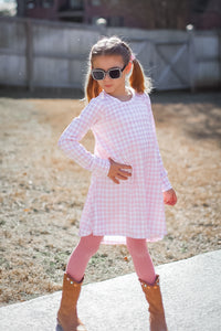 Blush Gingham Fall Tunic Dress