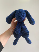 Load image into Gallery viewer, Mila’s Crochet Creations— Navy Snuggler Bunny (SMALL)