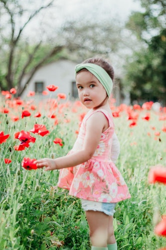 Pink Spring Floral Tank Peplum